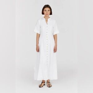 NWT DISSH FRANNIE WHITE LINEN SHIRT DRESS - US 4